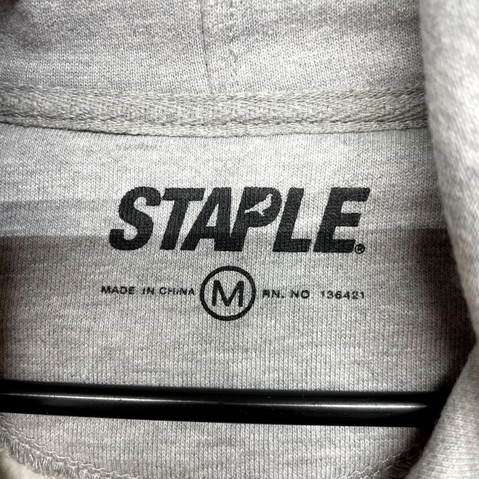 Sudadera con Capucha Staple Pigeon Para Hombre Gris Medio Blanco Manga Larga Cordón Sudadera Foto 2 de 4