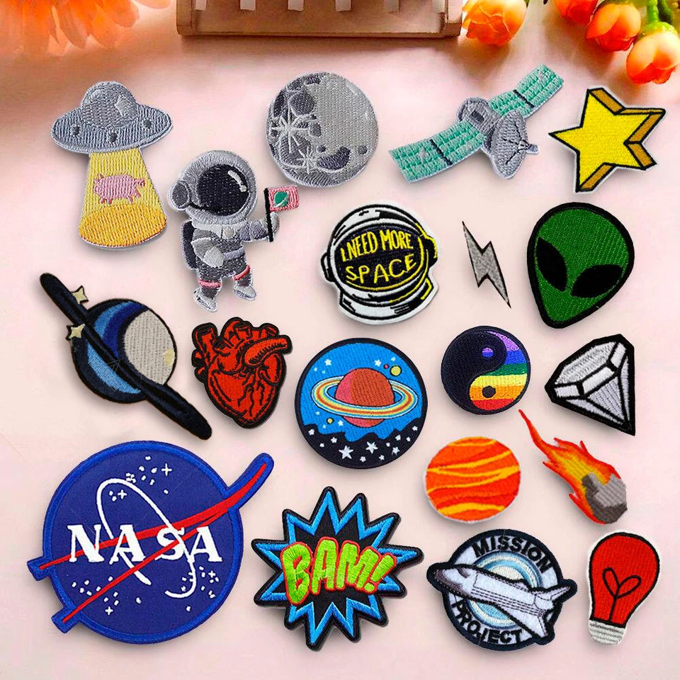 UFO Planet Space NASA Embroidered Iron On Sew On Patch Badge Fabric Applique Bag - Image 1 of 1