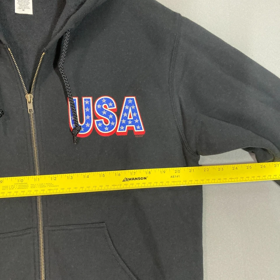 Y2K 90s VTG Full Zip Hoodie USA Patriotic Statue Of Liberty Glitter Size M NWOT Foto 4 de 4