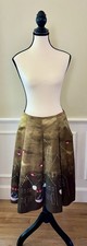 Maeve Anthropologie Pleated Gold/Green Skirt Sz 6 Birds and Houses