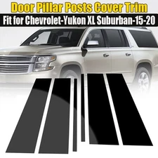 6Pcs Black Pillar Post Window Door Trim Set For 15-20 GMC Yukon Chevrolet Tahoe
