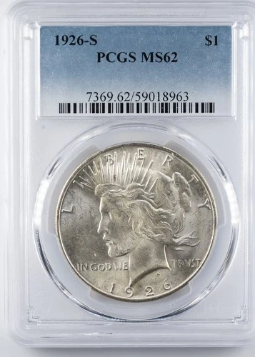Certified 1926-S Peace Dollar PCGS MS62 Silver $1