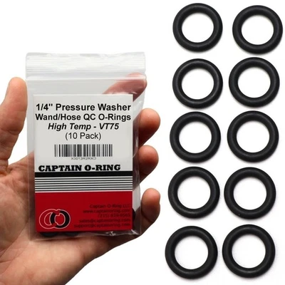 CAPTAIN O-RING LLC Power Pressure Washer O-Rings for 1/4" Quick Coupler, High Temp FKM/VT (10 pack)