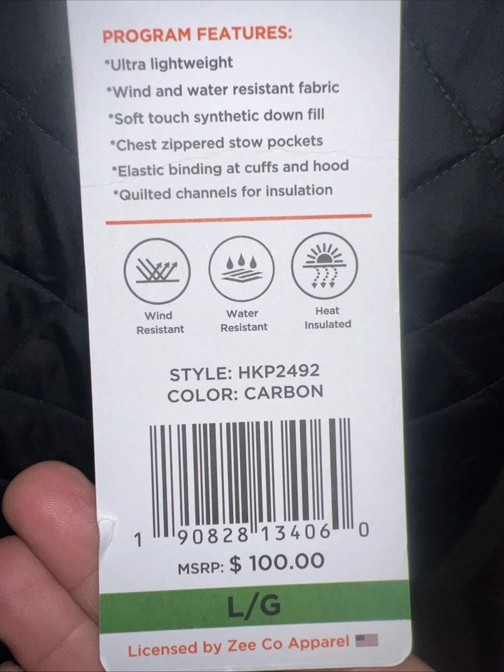 NWT HAWKE & CO. Mens Large Gray Pro Series Full Zip Quilted Jacket Coat Puffer - Image 3 of 4