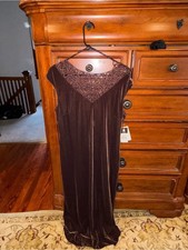 NWT Carole Little Brown Velvet Lace Maxi Dress Size 14