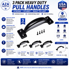 Tebery 4 Pack Utility 6-1/2 Inch Pulls in Black Metal Gate Handle