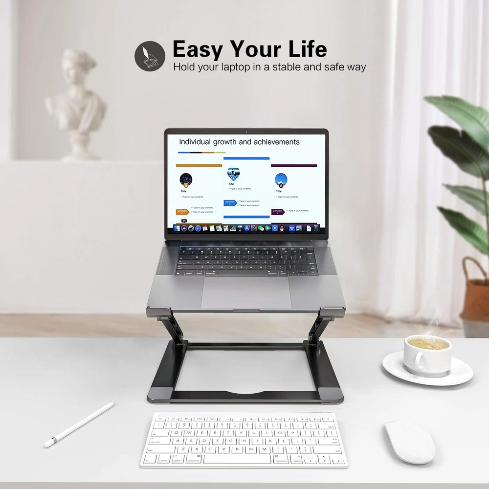 Portable Foldable Aluminum Laptop Stand for Desk with Adjustable Height