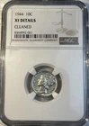 1944 Silver Mercury Dime 10 Cents NGC Certified Extra Fine XF Cleaned