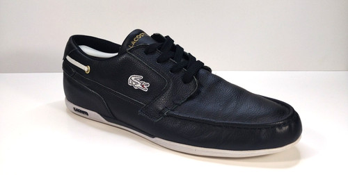 Lacoste Dreyfus AP Black Leather Mens Sneakers Boat Shoes Size 10