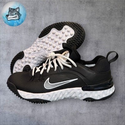 Nike Huarache 9 Elite Turf Lax Lacrosse Black White Shoes Mens Sz 8 FN0310-002