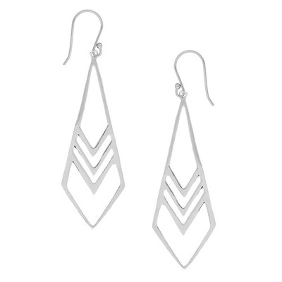 81. Generation Sterlingsilber Ohrhänger lang Drachenform Cut-Out Chevron