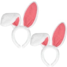 IGMaryBox 2PCS Bunny Ears Headband Plush Hairbands Pink 1 count