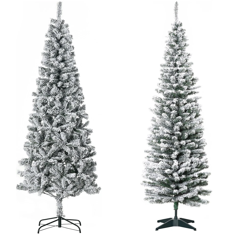 HOMCOM Albero di Natale Artificiale Innevato con Base in Metallo e Rami