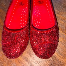 New Wizard Of Oz Dorothy Red Sequin Ruby Shoes Child Size Medium Wicked