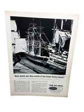 1966 St Paul Insurance Print Ad Vintage Homeowners Coverage Model Ship