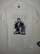 Eminem Slim Shady T Shirt Size Medium Rap Tee White Retro 2000  s Y2K Small EUC