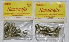 Lot of 2 Vintage Walbead Sturdy Metal Macrame Rings 1/2 Inch Round 60 pc Total