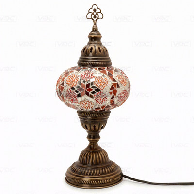 Bernsteinfarbene türkische Mosaik Tischlampe - handgefertigte marokkanische Nachttischlampe