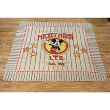 Vtg Walt Disney Mickey Mouse Red Stars Blue Ticking Bandana Scarf JA Woronowicz