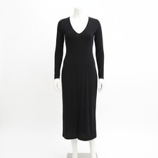 JAMES PERSE Black Long Sleeve V Neck Midi Dress Viscose Size 3 / Large