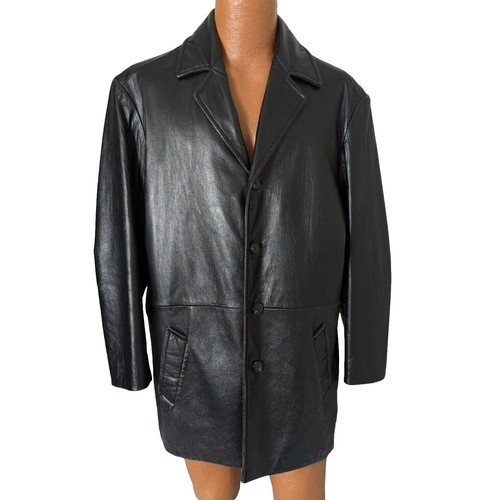  × rokh / button detail leather coat エイチアンドエム 【xrokh】Black button detail leather coat coat XS