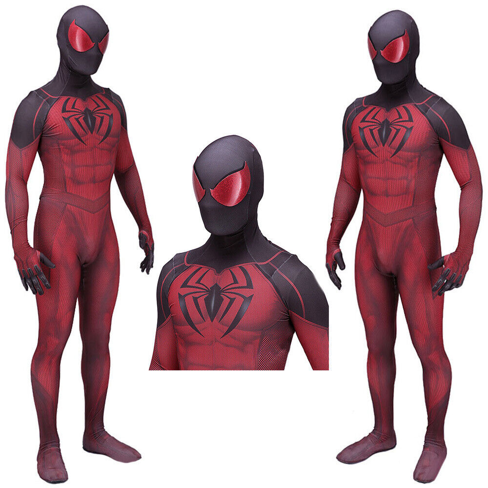 Scarlet Spiderman Jumpsuit Kaine Spider-man Cosplay Costume Halloween Adult/Kids
