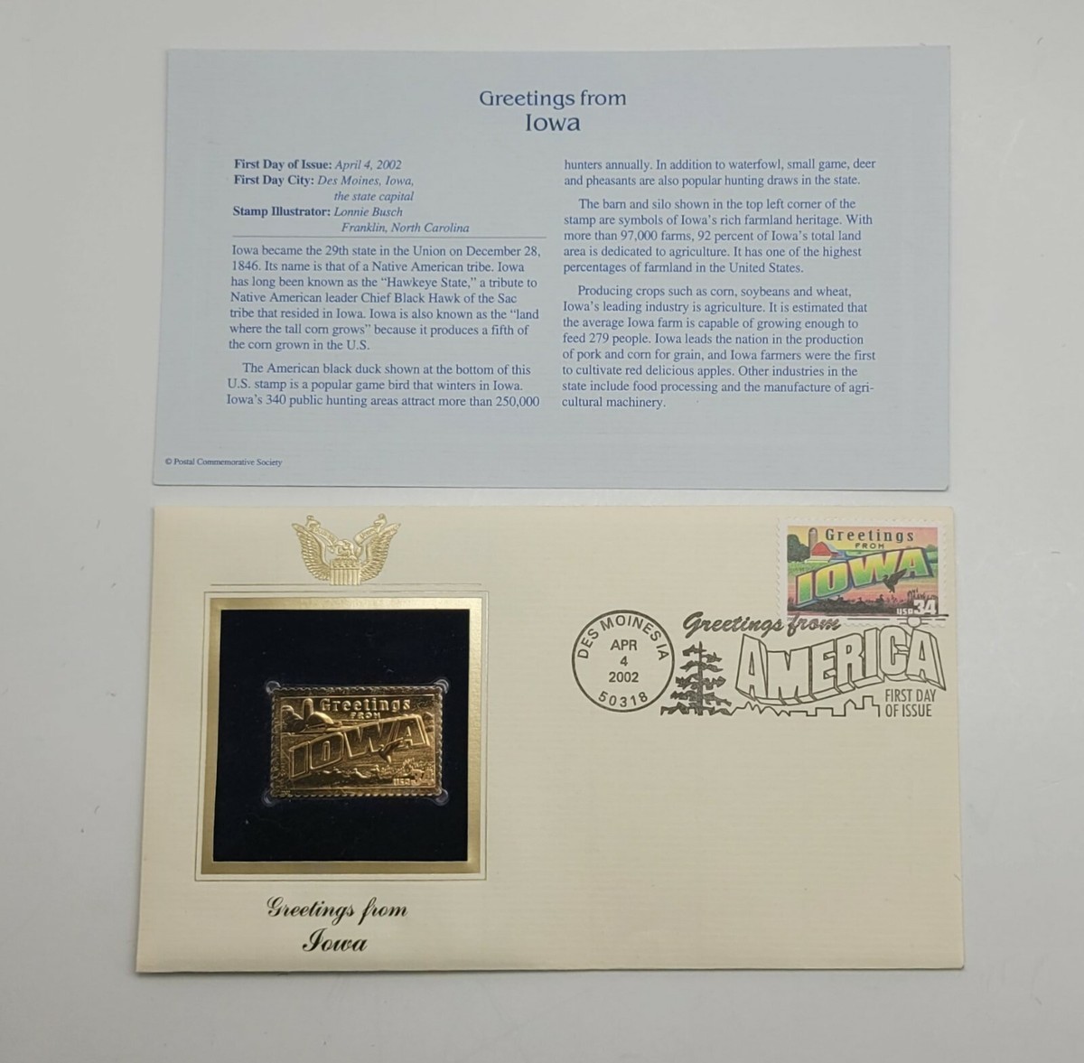 6 Greetings from 22kt Gold Stamp First Day of Issue 34 Cent