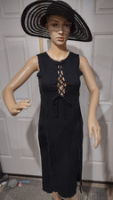 NWT Wild Fable Women's Black Sleeveless Ribbed Invert Seam Lace-Up Knit Dress S