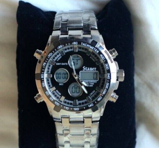 NEW! STAUER Adventure 48370 Alarm Chronograph Watch Good Batteries with