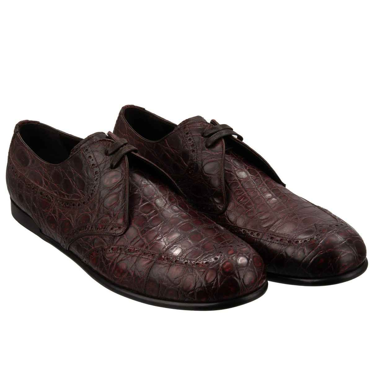 Dolce Gabbana Caimano Pelle Derby Scarpe Siracusa Bordeaux 44 UK