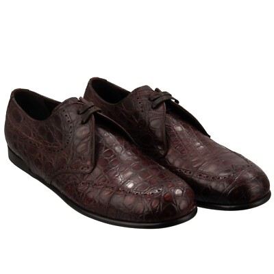 Dolce Gabbana Caimano Pelle Derby Scarpe Siracusa Bordeaux 44 UK
