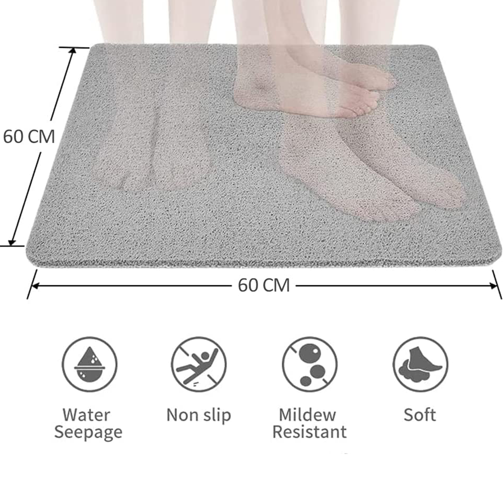 Shower Rug Anti Slip Loofah Bathroom Bath Mat Carpet Water Drains Non