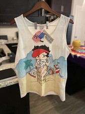 Vintage 1989 B.J. Frog Betty Boop Beach Club Tank Top, New With Tags Made In USA