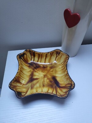 Vintage alte schöne Porzellan Keramik Keramik Schale Tigerauge Stil gemarkt 