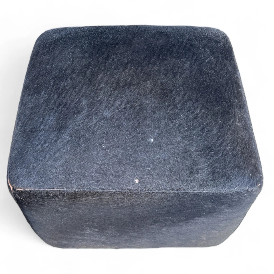 Mariana Antinori Cowhide Footstool Ottoman Square Black Hobnail 15in - Image 3 of 4