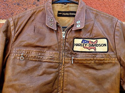 Vintage Harley Davidson AMF Leather Jacket Size 36 Brown HD