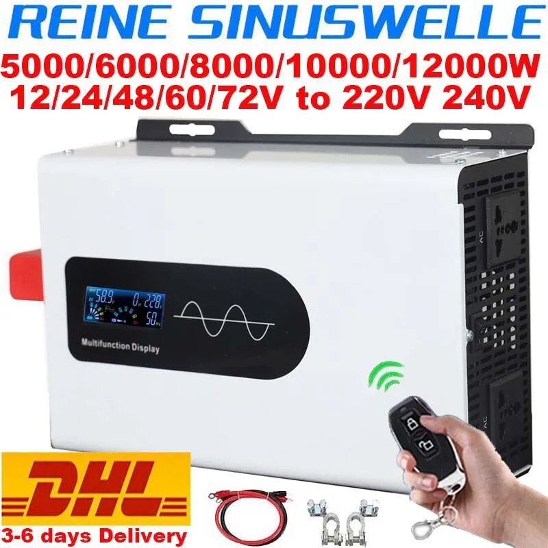 Wechselrichter 12v 230v reiner sinus Inverter 5KW 5000W 2500W off grid Solar  EU