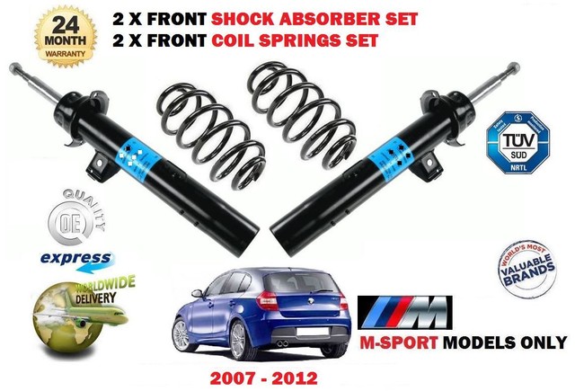 FOR BMW 1 SERIES M SPORT 2007-2012 2X FRONT SHOCK ABSORBERS + 2 X COIL ...