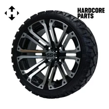 14" Machined/Black 'Lancer' Golf Cart Wheel and Tire Combo - Set of 4, includes