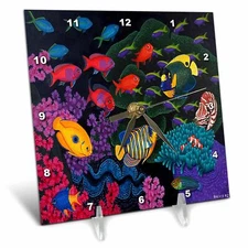 3dRose LLC South Pacific Reef 6 by 6-Inch Desk Clock 6x6 Desk Clock