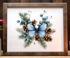 Butterfly Wall Art Print, Blue Butterfly Print, Wall Art Decor Print 647