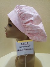 Roses Packed Pink Women's Bouffant Surgical Scrub Hat/Cap Handmade
