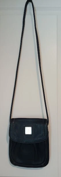Винтажный Tignanello темно-синий первоклассный кожаный через плечо сумочка 5 карман магнитная застежка - Изображение 2 из 4