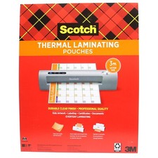 Scotch Thermal Laminating Pouches Use with Thermal Laminators 8.9 x 11.4" 100 Pk