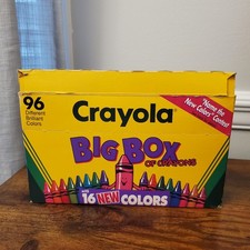 Crayola 1992 BIG BOX of Crayons 96 Count w 16 new colors  sharpener Vintage