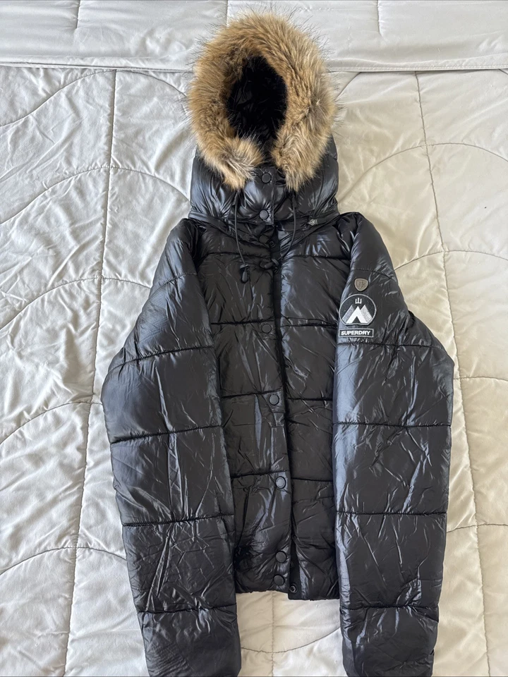 Superdry Mujer Abrigo De Invierno Negro US 8 Se Ajusta Como Mediano Foto 4 de 4