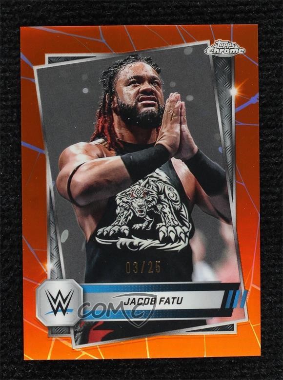 2025 Topps Chrome WWE Orange Refractor 3/25 Jacob Fatu #100 1co7