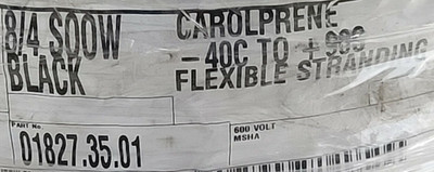 Carol 01827 8/4C Carolprene SOOW non-UL 600V/90C Portable Power Cord Black /5ft