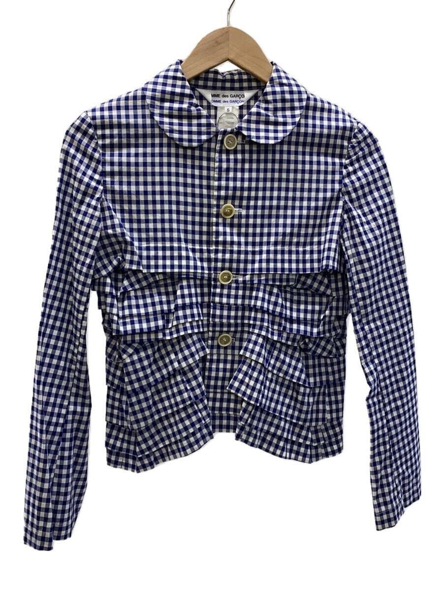 ALTRA COMME des GARCONS altro collo tondo giacca a strati S cotone blu Gingham CK