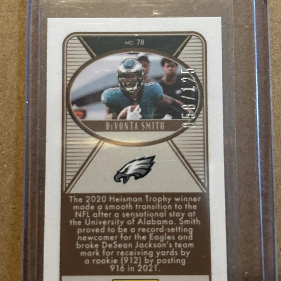 2022 Panini Legacy Devonta Smith #78 Premium Edition Mini Orange /125 - Image 4 of 4